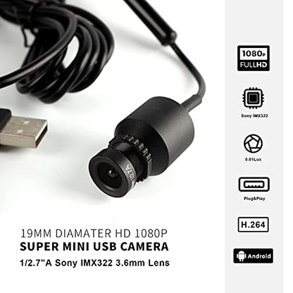 STINYTECH Диаметр 19 мм HD 1080P Super Mini USB-камера UVC 2.0MP Веб-камера ПК с ОС Windows Используется для банковских банкоматов Домашняя безопасность Объектив 3,6 мм Зарядное устройство USB 2.0 Веб-камеры 